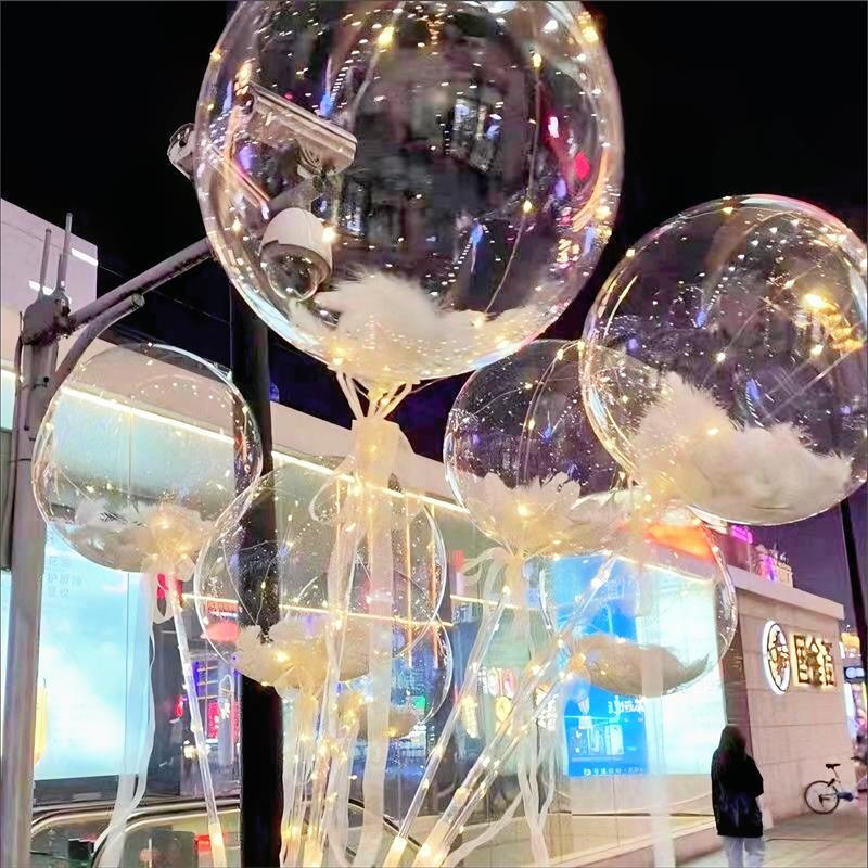 Transparent Floating Bobo Balloon Feather Decoration for Birthdays, Engagements, Banquets, and Weddings