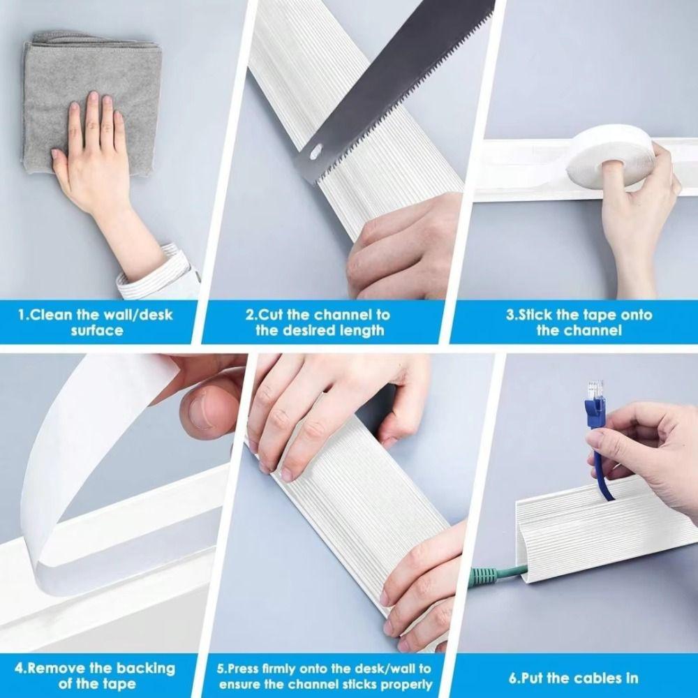 Self-Adhesive Cable Organizer PVC Under-table Cable Duct for Home Office Wire Organizer