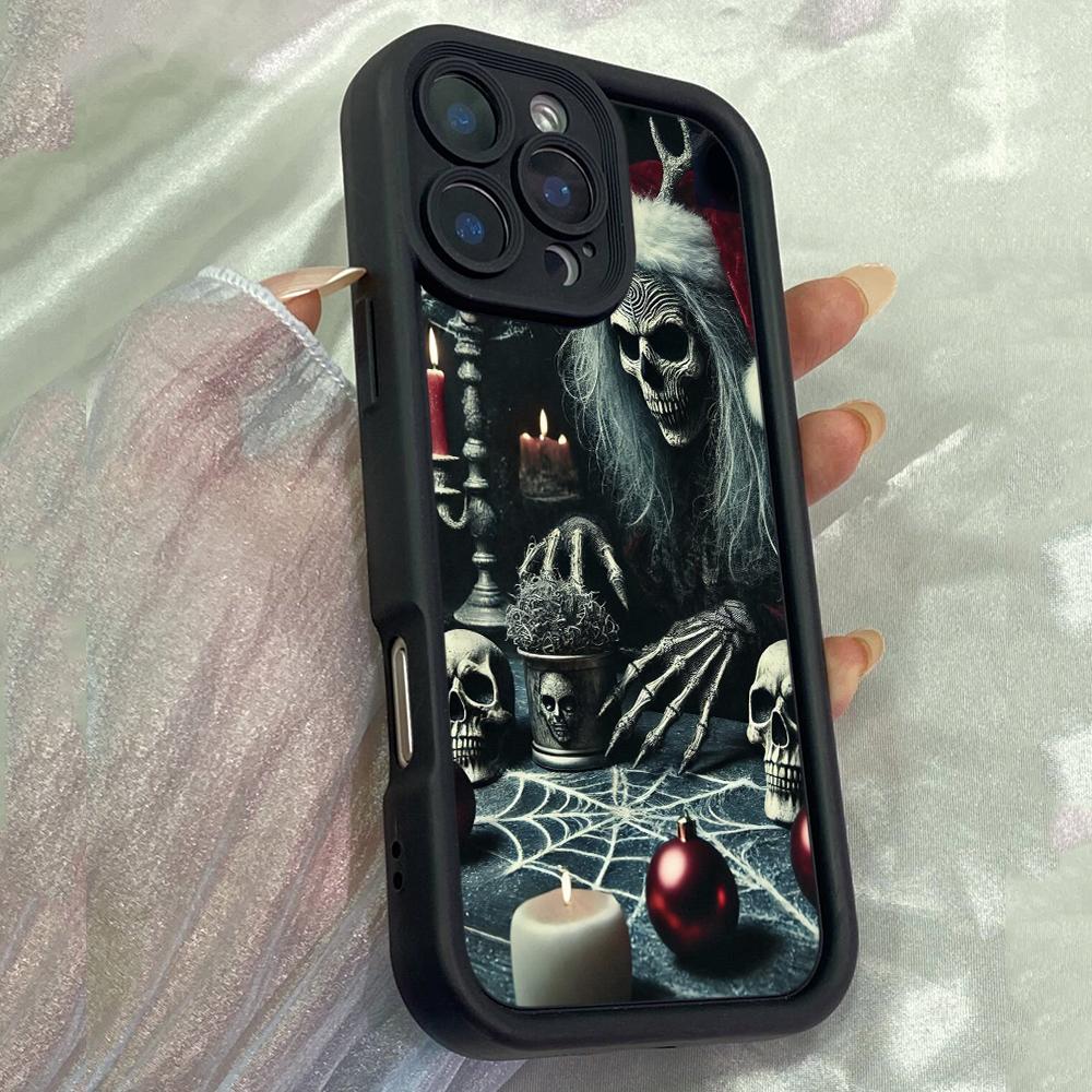 JT476 Kostlivec s vánoční čepicí Milovník lebek pro iPhone 17 16 15 14 Pro Max Samsung S26 S25 Ultra A17 A07 A56 A16 Xiaomi 15T Redmi 15c 14C Měkký kryt