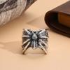 Vintage Gothic Spider Webs Lizard Animal Ring For Men Antique Silver Color Wide Opening Ring Punk Jewelry Party Gift