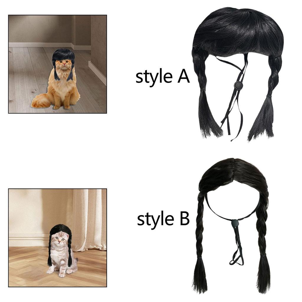 Funny Dog Costumes Wig Realistic Pet Wig Hairpiece for Small Medium Dogs and Cats Party Cosplay Halloween