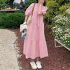 Women Casual Round Neck Elegant Lace Patchwork Short Sleeve Long Dress