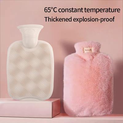 Calentador de Manos de 2000ML Calentador de Invierno Bolsa de Agua Caliente Cubierta de Felpa Engrosada Calentadores de Manos Reutilizables Calentador de Vientre para Mujer