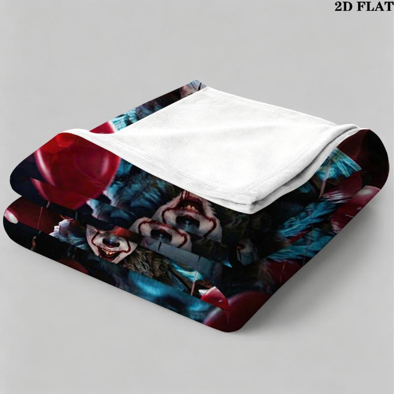 It Clown Print Flannel Blanket High Quality Warm Comfortable Cover for All Seasons Perfect for Gifts Home Decor