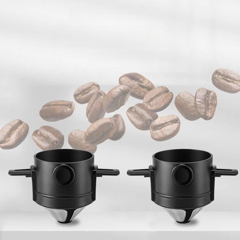 Hand Brewed Coffee Kitchen Coffee Filter Cup Made of 304 Stainless Steel Filter Screen, Foldable Hanging Ear Filte Brewing Tool