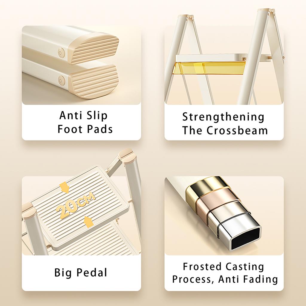 Stepladder, 3 Tiers,  Foldable, Aluminum, Ladder, Load Capacity 330.7 Lbs