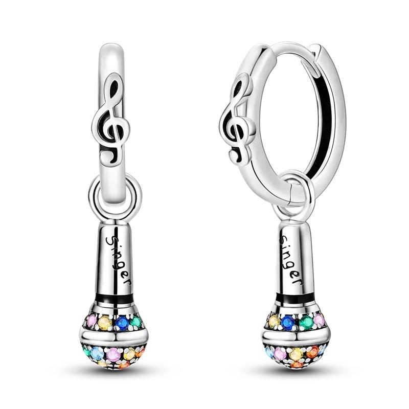 925 Silver Love Feather Moon Star Heart Earrings Fit Original Charms Hoop for Women Girls Stud Earring Jewelry Gifts