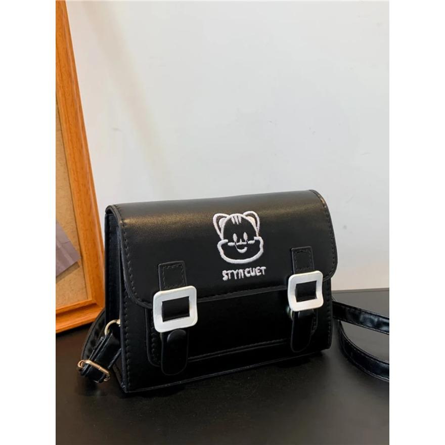 Girls Cat Cute Embroidery Women's Bag Single Shoulder Crossbody Fashion Cartoon Cambridge Bag Casual Hundred Women's Bags