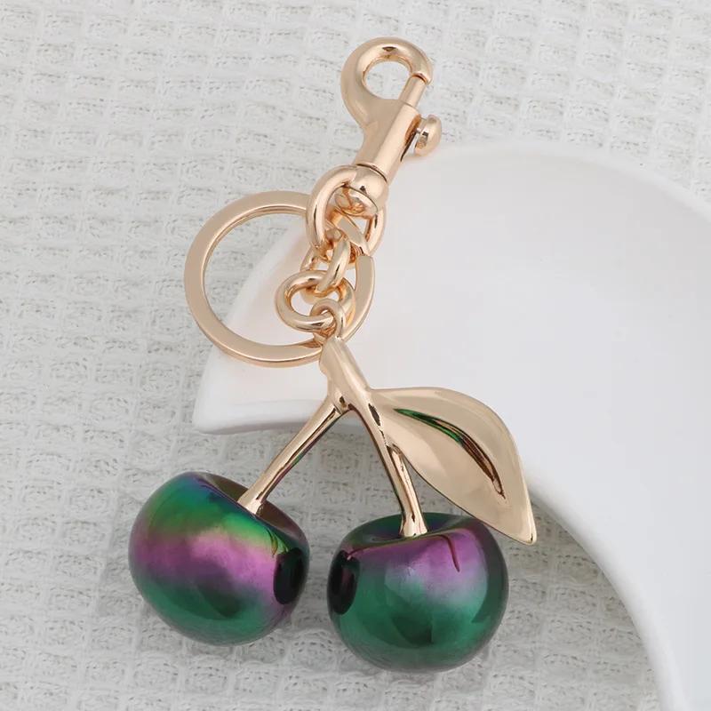 Gradient Color Cherry Pendant Summer Fruits Cherries Pendant Keyring for Coach Handbag Shoulder Bags Accessories Gift