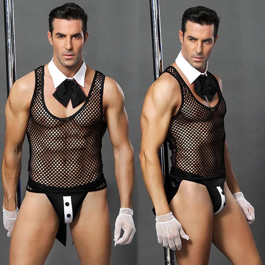 JSY Sexy Sailor Uniform Cosplay Lingerie Men Underwear Blue Vest Bodysuit Erotic Lingerie Porno Costumes Sexy Role Play Outfits