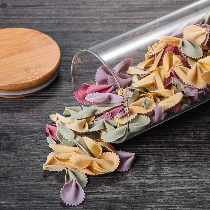 High Quality Glass Transparent Container Glass Jars With Bamboo Lids Candy Tea Coffee Sugar Storage Jars Kitchen Boxes