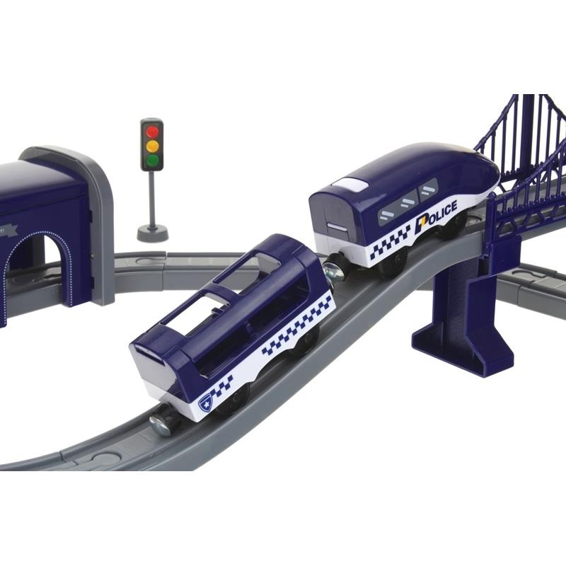 Electric Train Battery Train Locomotive Track Police Tracks + 4 Cars