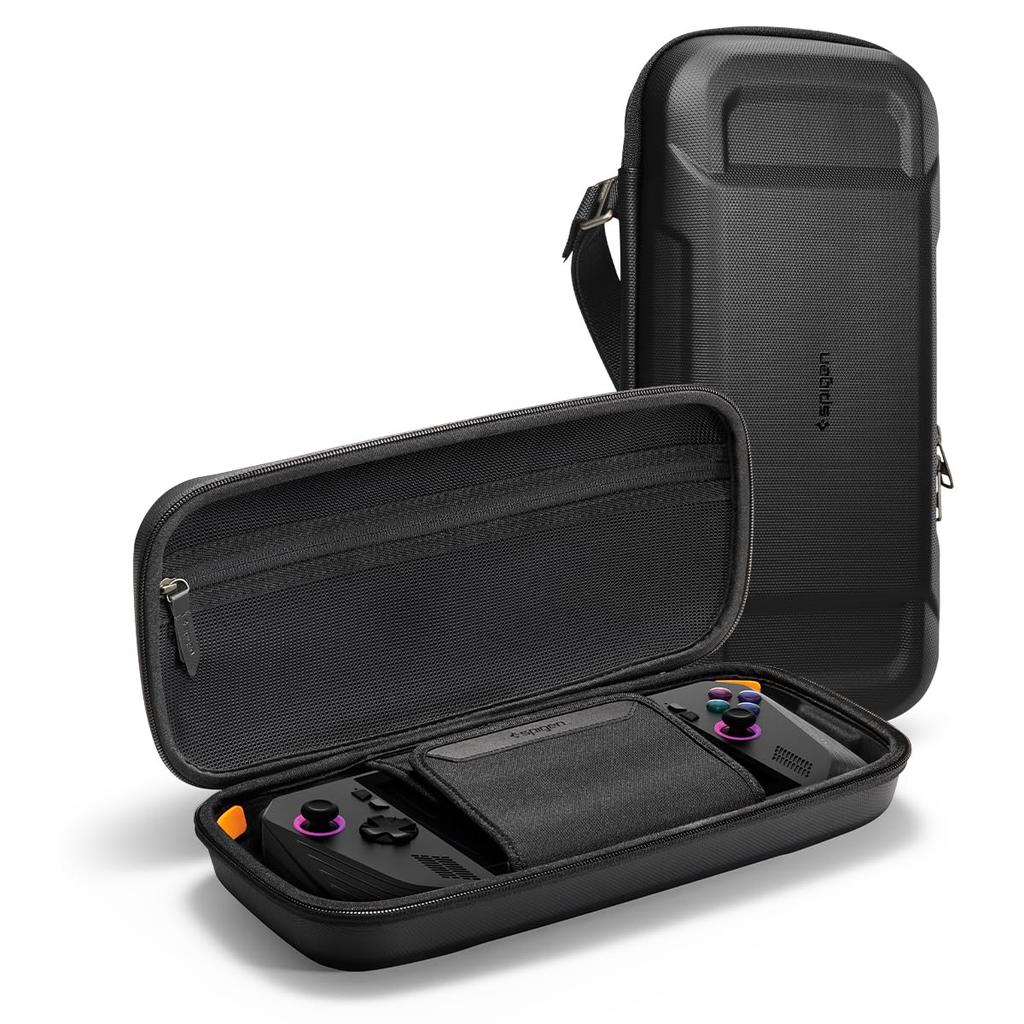 Spigen Rugged Armor Pro ROGAlly RC71L Hard Shell Travel Carrying Case with Accessory Original Charger Storage Black (23) Pocket, Bag,