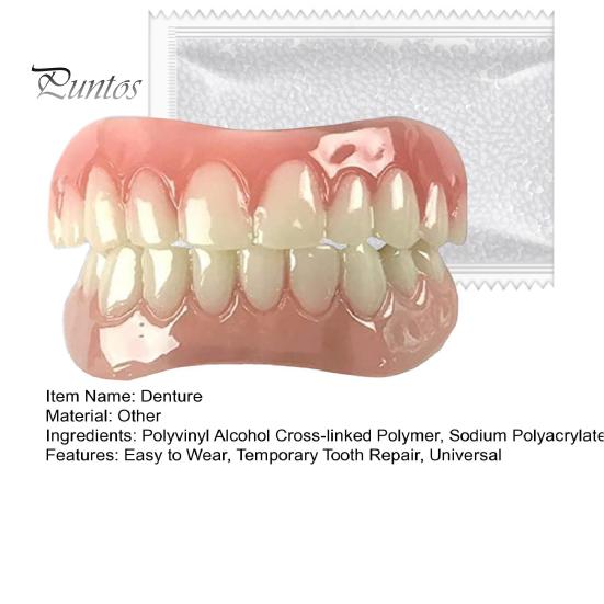 1 Set Cosmetic Denture Veneer Men Women Upper Lower Fake Teeth Temporary Tooth Stain Coverage Natural Shade Confident Smile False Teeth Kit