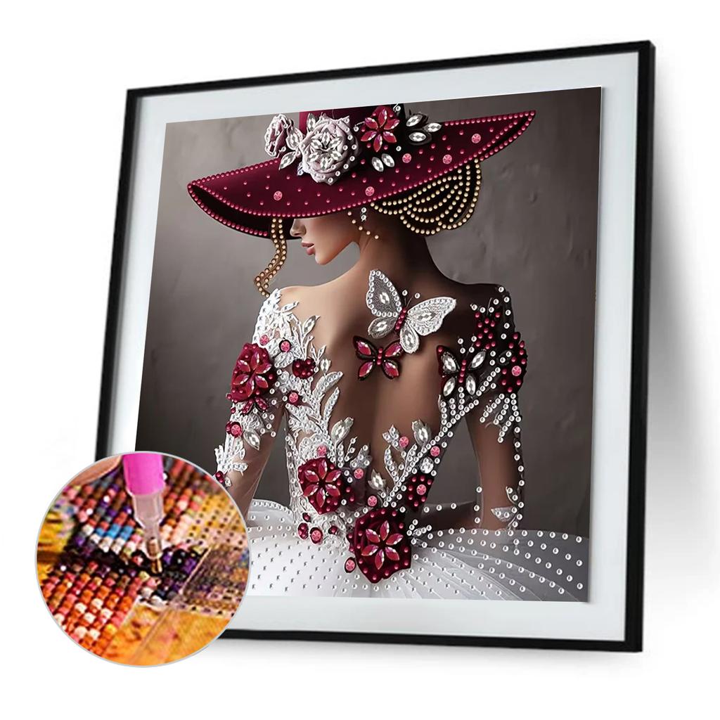 Back View Special Shaped 5D DIY Partial Drill Diamond Dots Paintings for Adults Gift Home Wall Decor Crystal Diamond Art 30x30cm