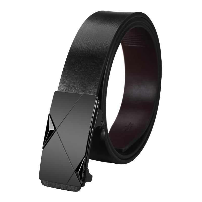 Belt for Men's Casual In-wearing Toothless Automatic Buckle Belt Simple Youth Business Cowhide Belt