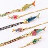 Stainless Steel Marine Fish Pendant Jewelry Multicolor Rope Chain Necklace Portable Designs