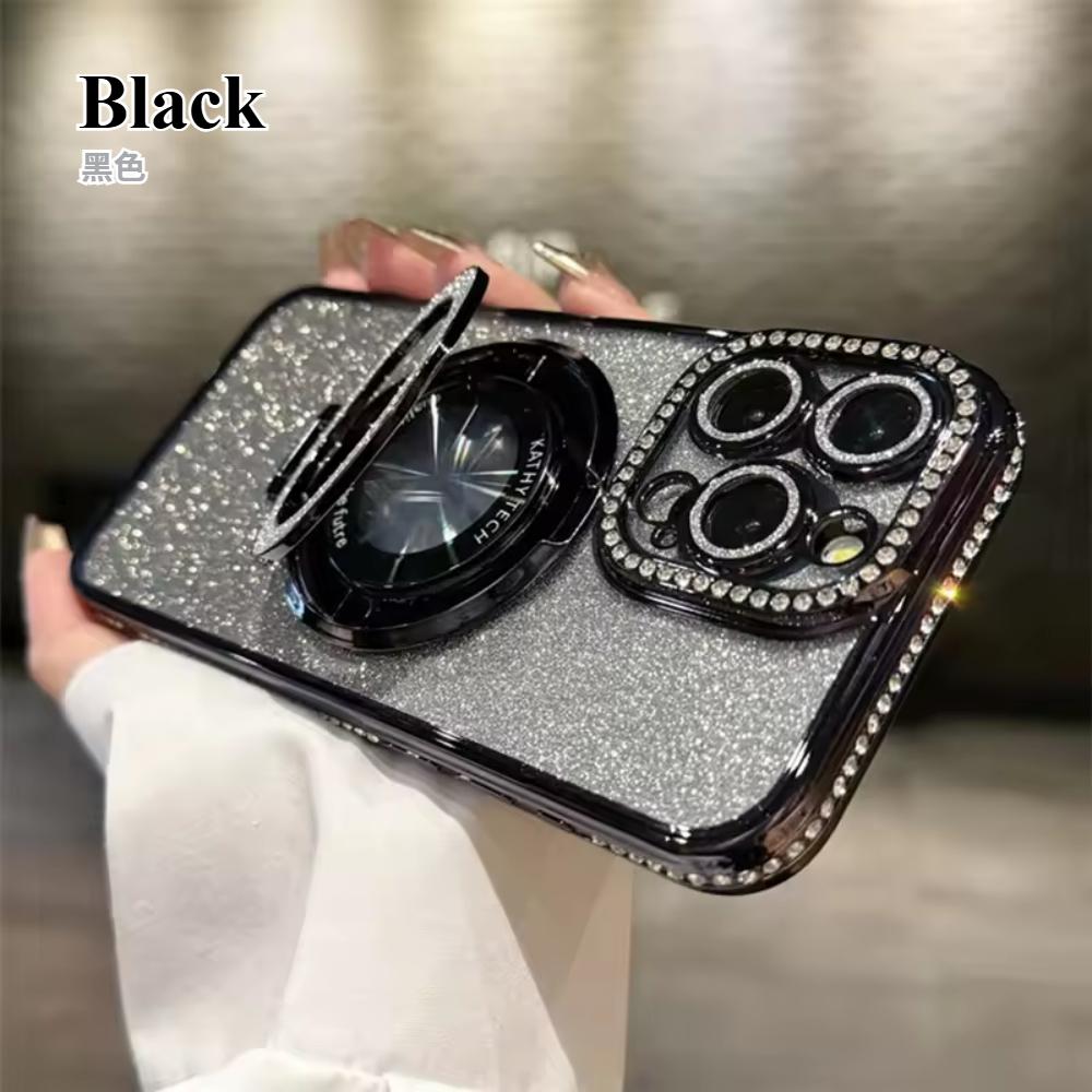 Luxury Soft Silicone Diamond Magsafe Case For iPhone 17 Air Magnetic Stand Holder Glitter For iPhone16 Plus 15 12 13 14 Pro Max Cover