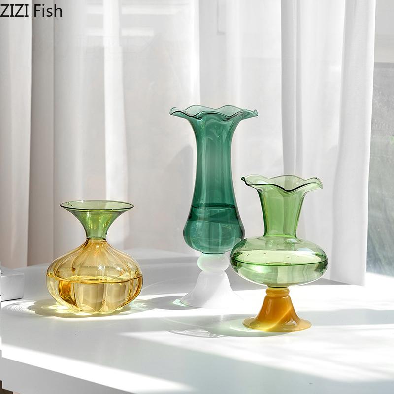 Blumenrand Glasvase Grüne Pflanzentöpfe Tischdekoration Blumenarrangement Hydroponik Blumenvase Raum Ästhetische Dekoration