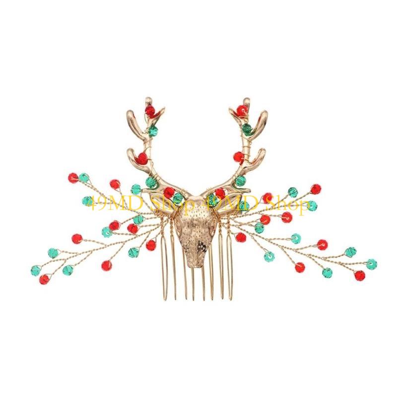 49MD Festival Hair Comb Family Gathering Reindeer Hairclip Christmas Office Headwear
