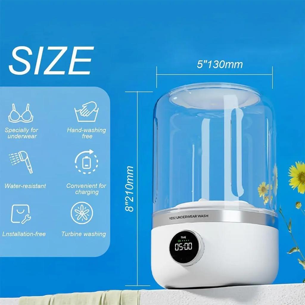 Wireless Washing Machine Portable Underwear Cleaner 1L Mini Socks Washing Machine Hydratable Laundry Bucket
