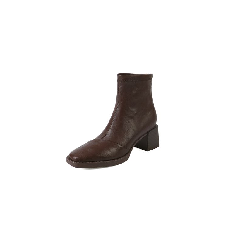 Fashion New Autumn Winter Split Leather Women Boot Shoes for Women Square Toe Fashion Boot Handmade High Heels Boots Zapatos De Mujer