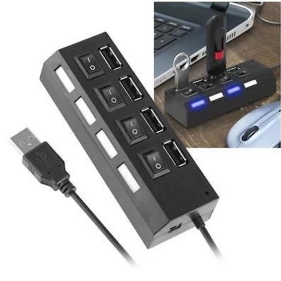 Black Led 4 Port Usb 2.0 Hub With Premium Quality Craftsmanship And Timeless Design