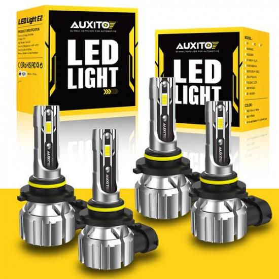 4X AUXITO 9005 9006 LED Combo High Headlight Bulbs Low Beam Kit Extremely White