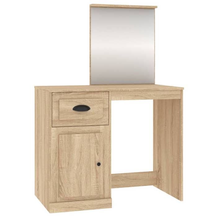 VidaXL Coiffeuse avec Miroir, Table de Maquillage avec Rangement, Table Cosmétique, Meuble de Chambre à Coucher, Moderne, 816763