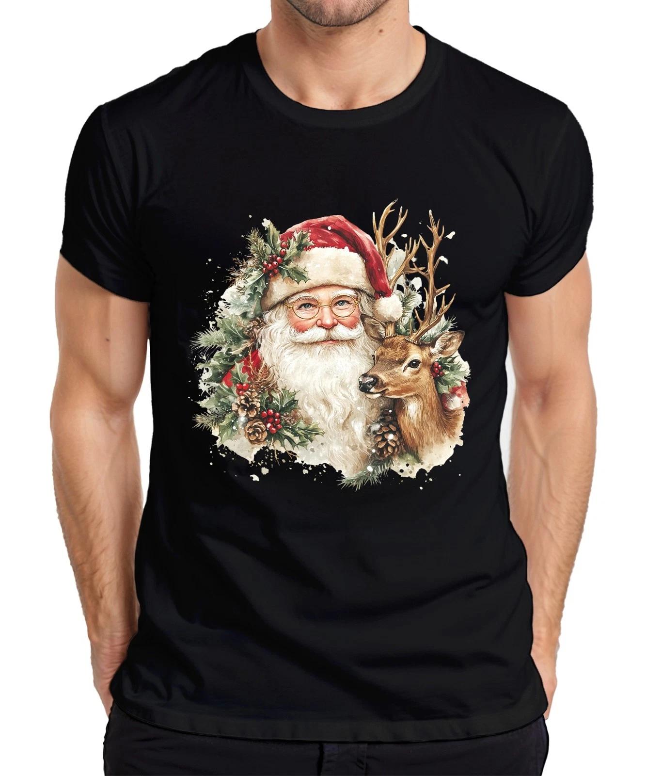Weihnachtsmann Rentier Weihnachtsgeschenk Nostalgie Vintage Retro Herren T-Shirt XXXL