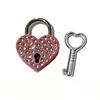 Compact Mini Wooden Jewelry Box with Love Wish Keyed Padlock Heart Shaped Lock for Rings Earrings Travel Girls Gift