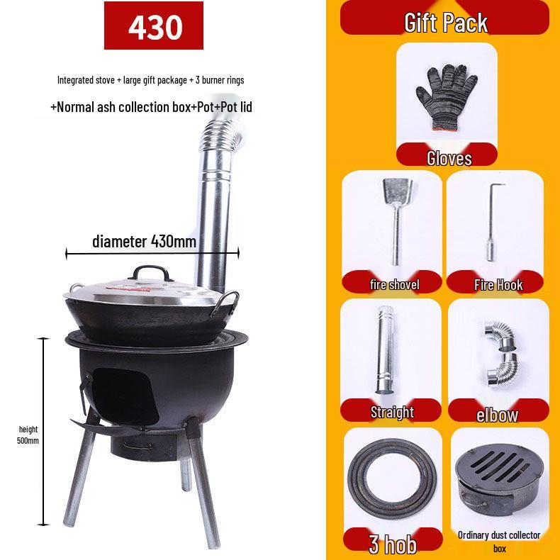Portable Outdoor Firewood Stove with Threaded Round Legs - New Model