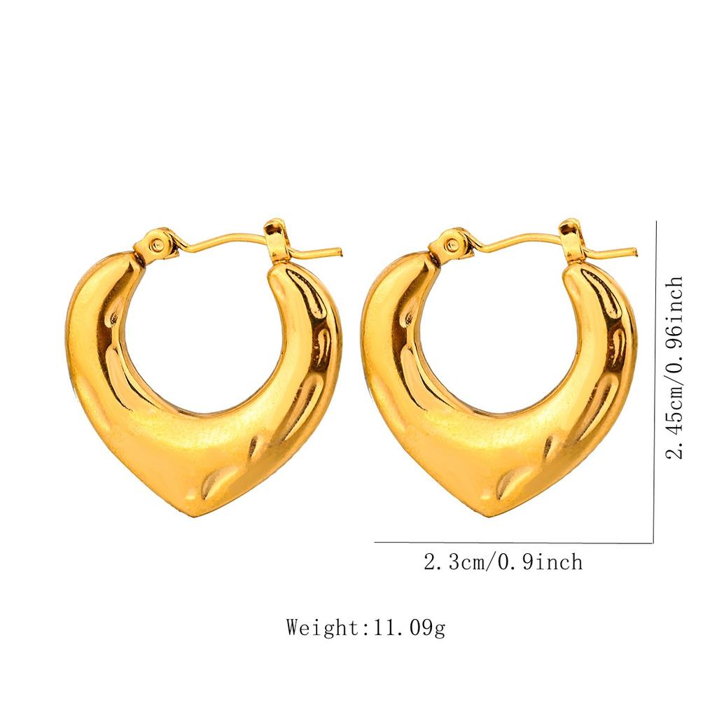 Trending Stainless Steel Chunky Round Earrings For Women 2024 New Gold Color Geometric Ear Hoops Fashion Earrings Jewelry Gift