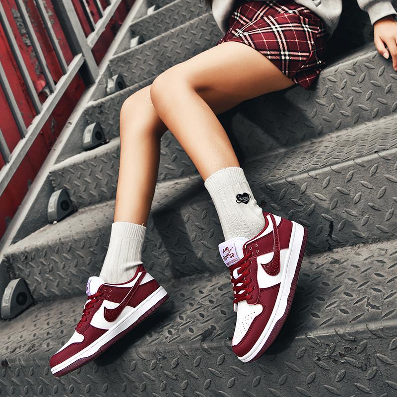 Putian AJ Dunk Weinrot Herren Low-Top Sneaker, Air Force 1 Lässige Damenschuhe Neuer Stil