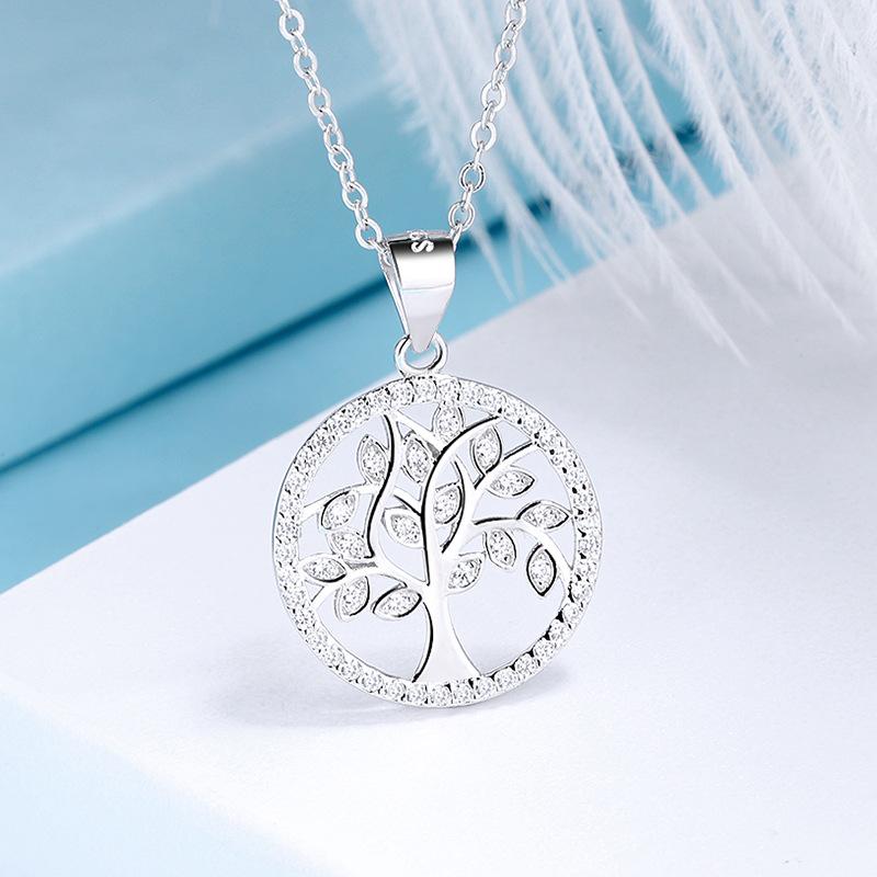 Light Luxury Accessories S925 Sterling Silver Pendant Single Pendant Women's Fashion Tree of Life Necklace Full of Diamonds New Silver Jewelry