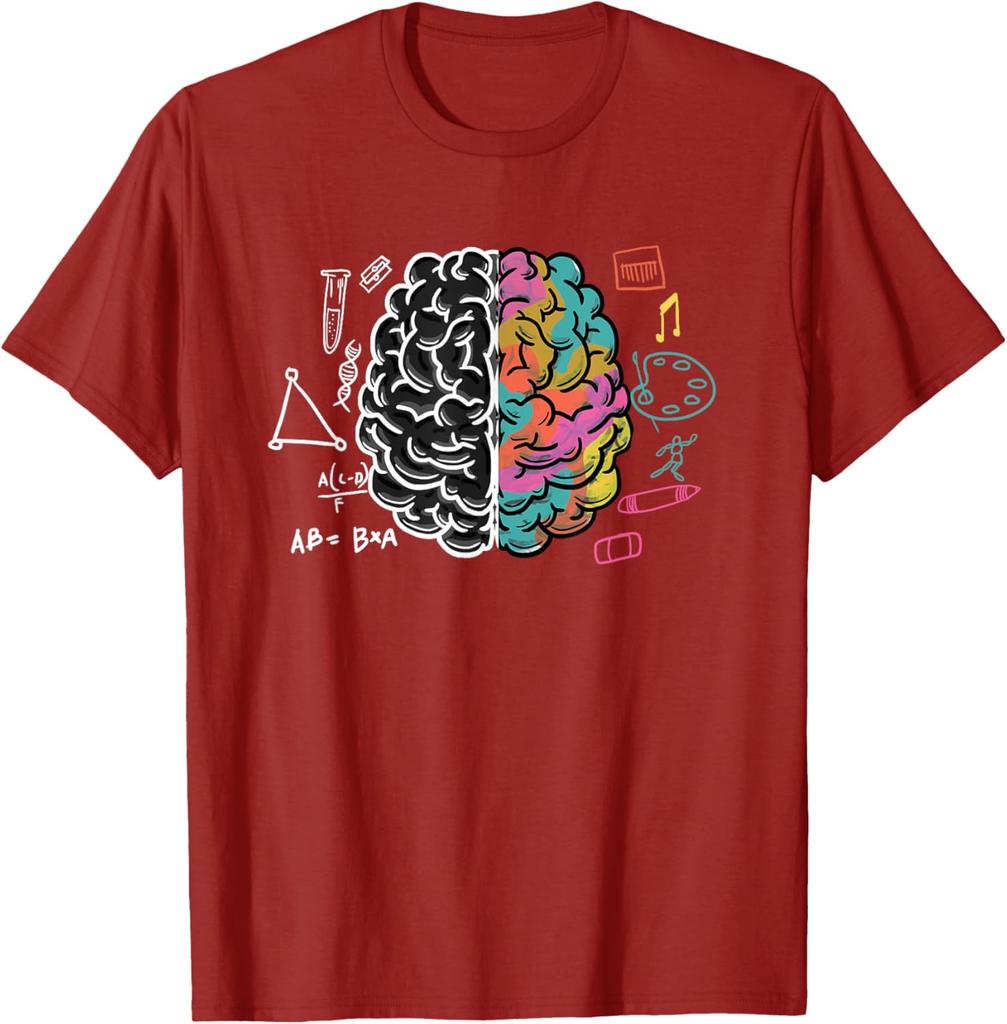 Brain Left Right Logic Art Graphic Tee Men Science Physician Neurologist Gift Casual T-Shirt