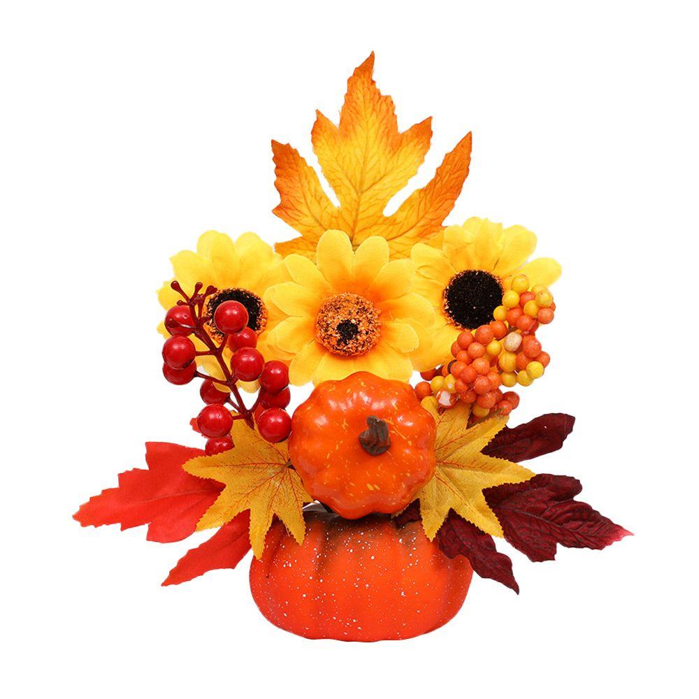 Arrangement Artificial Fall Home Decor Thanksgiving Party Maple Leaf Pumpkin Autumn Harvest Halloween Decorations