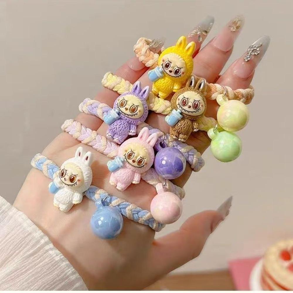 Headband Children's Cute Sweet Rubber Band Girl Heart Beads Colored Hair Rope High Elasticity