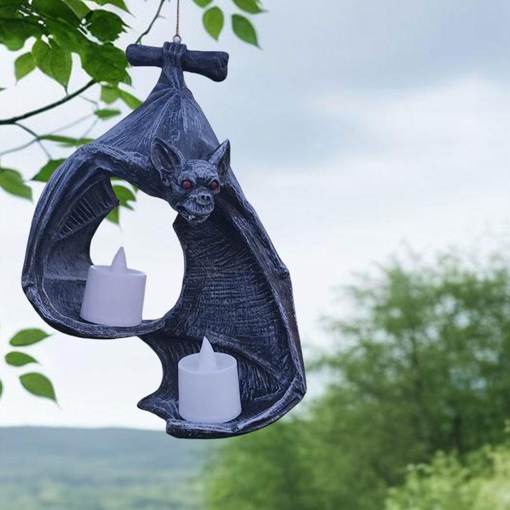 Bat Wall Tealight Holder Resin Halloween Candlestick Bat Statue Decorative Black Bat Statue Candle Holder Halloween Decorations China Mainland