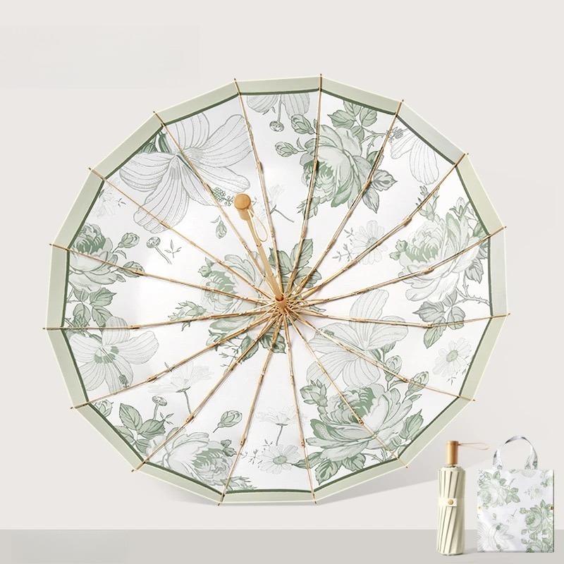 Colored Glue Umbrella Cloth Sun-protective UV-protective Folding Rainproof Windproof Dual-purpose Women's Craft Umbrella