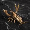 Pen Holder with Whisker Details Brass Lobster Figurine, Multifunctional Ornament for Tea Pet Lid Rest Brush Practical Desk Paperweight, Cute