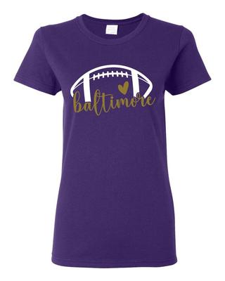 Fan Of Baltimore Football Gold Heart Script Writing Women Graphic TShirt Unisex T-Shirt
