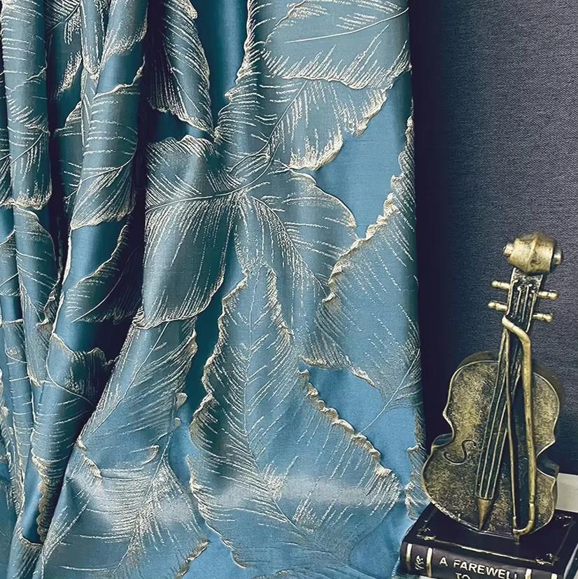 1 Stuk,Amerikaanse Idylle Bronskleurig Relief Bladeren Ontwerp Verduisterende Gordijnen Voor Slaapkamer,Prachtige Ondoorzichtige Gordijn Woonkamer Decor 1Piece W100 x H180CM&Multifunction