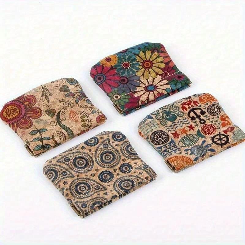 Floral Print Women Wallet Key Bag Cute Pouch Kiss Lock Lightweight Small Wallet Cute Bag Suitable For Daily Casual Suitable For Keys Earphones Storage