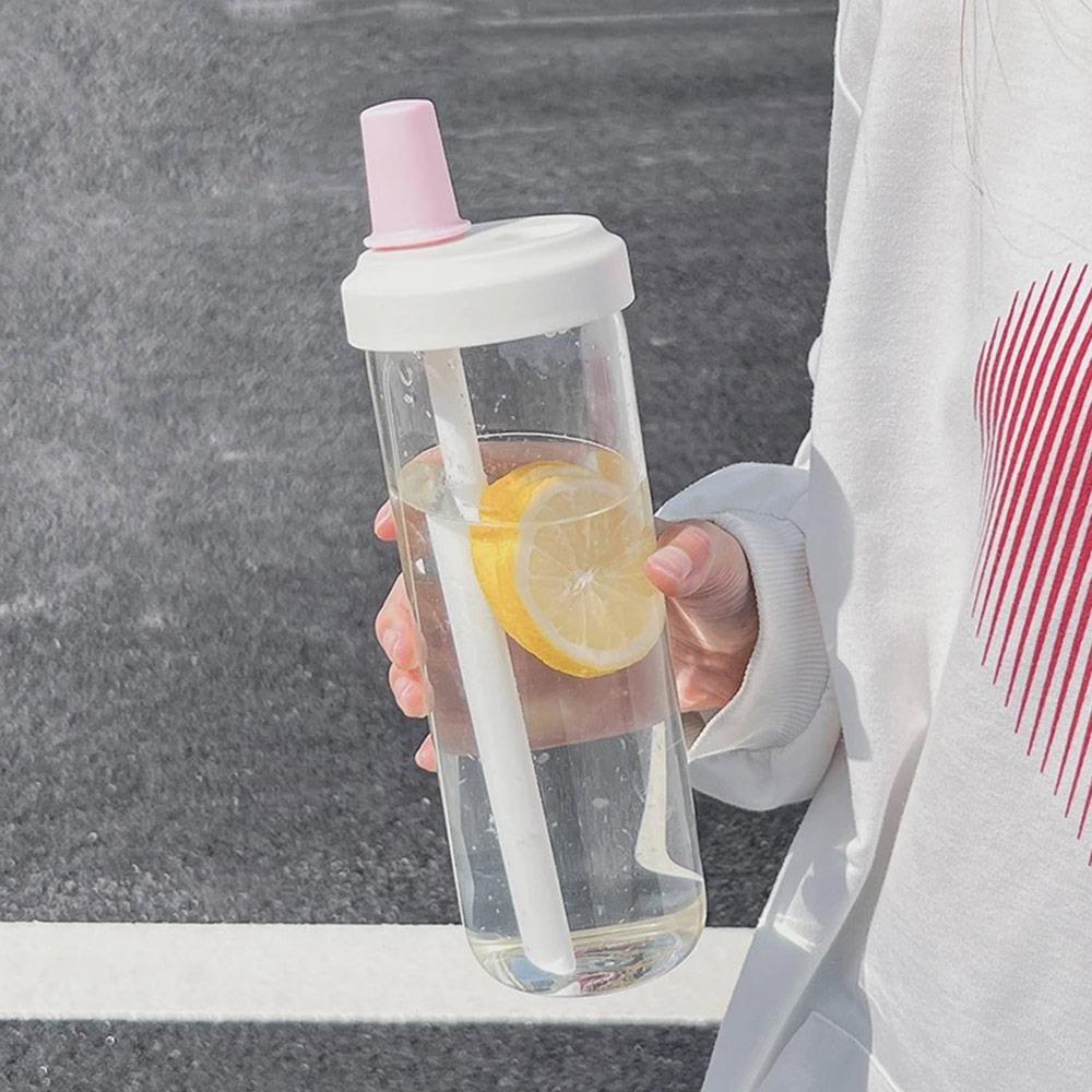 Drinkware Plastic Straw Cup Transparent Straigh Drinking Water Bottle Large Capacity Water Cup Bubble Tea Coffee