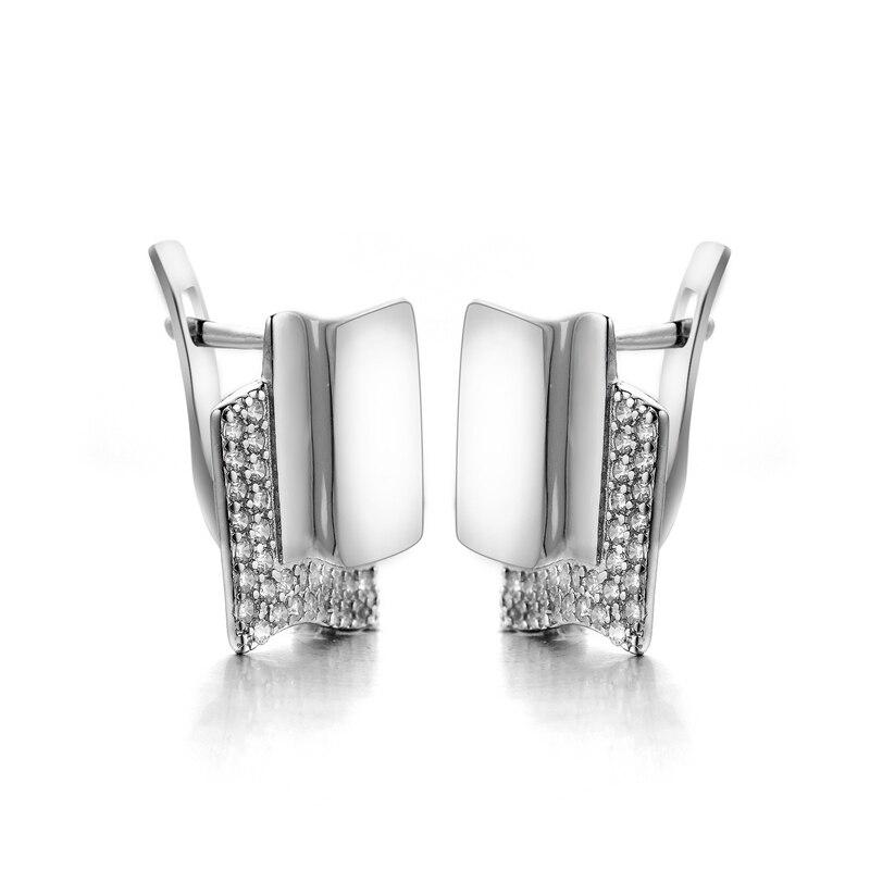 925 Sterling Silver Earrings Flag Shape Clear Zirconia Micro Pave Clip Earrings For Women Friends Gifts Fine Jewelry