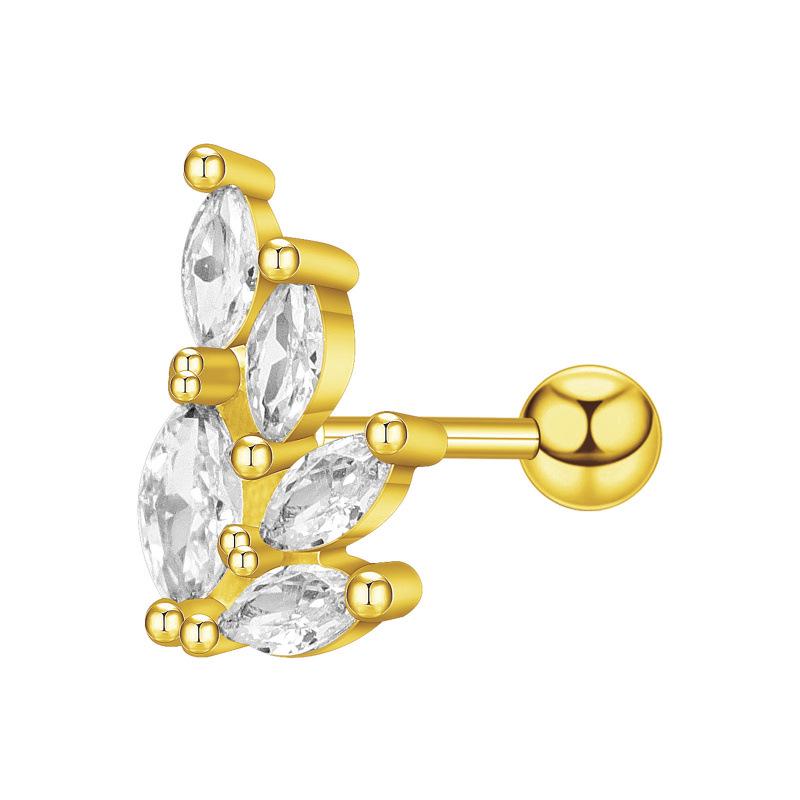 Floral Pave Diamond Mini Screw Stud Earrings 