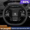 Leather Car Steering Wheel Cover for Peugeot 3008 2008 Rifter 208 5008 Partner Expert 308 SW 408 Hybrid EV 2025 2026 Accessories