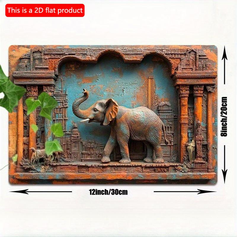 2d Flat 30*20cm, Room Decor Elephant Wooden Wall Art, Wooden Sign, Rustic Home Office Room Decor, for Home, Kitchen, Garden, Bedroom, Bar, Cafe.