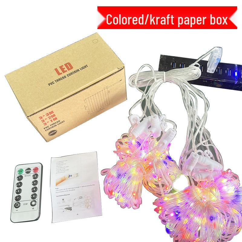 LED Kupferdraht Vorhang Lichterkette mit USB & Fernbedienung, 3x3m, für Weihnachten, Hochzeit, Schlafzimmerdekoration
